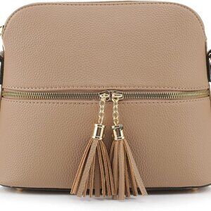 Lunar Lightweight Medium Dome Crossbody Bag Shoulder Bag with Tassel | Zipper Po